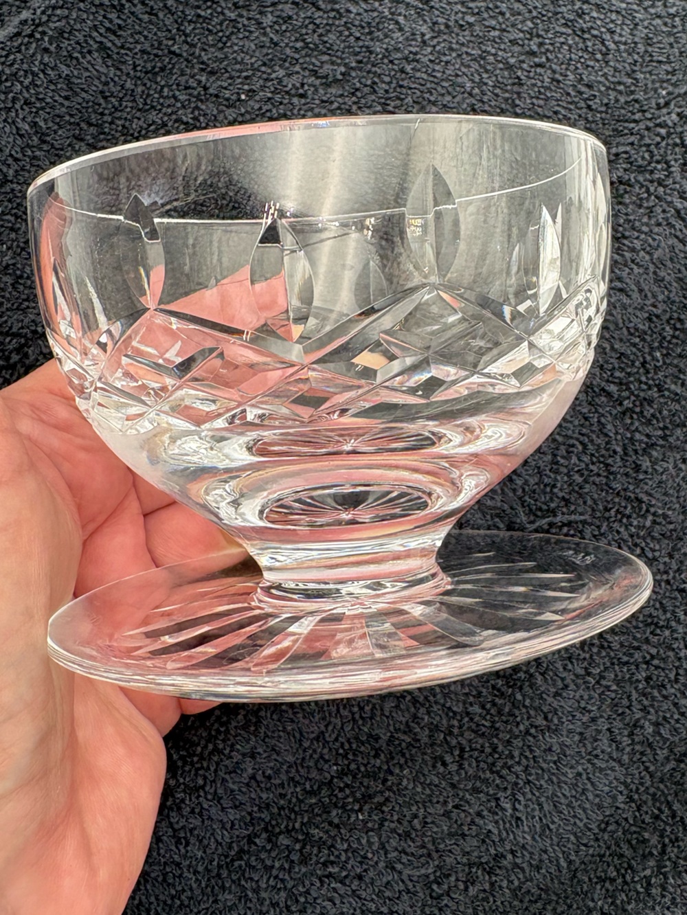 Signed Waterford Lismore Pattern Crystal Pedestal Dessert Bowls -Set of 4